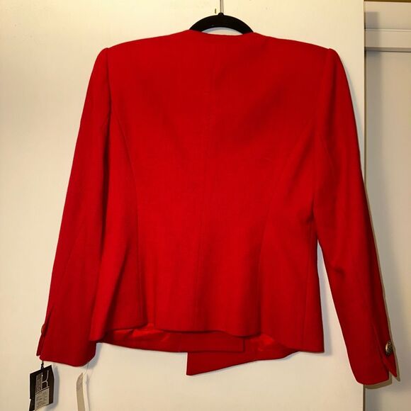 Kasper ASL Petites Size 4 Red 100% Wool Long Sleeve Button Blazer Jacket NWT - Picture 5 of 10